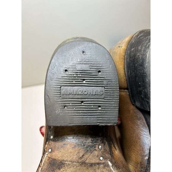 Amazonas Vintage Brown Leather Cowboy Boots Mens Size 10 Western - Picture 6 of 8